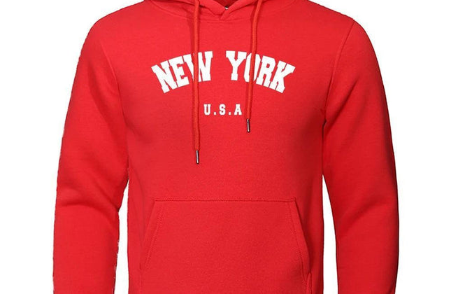 NEW YORK Letter U.S.A City Print Hoody Men Fashion Casual Long Sleeves Hooded - Constantin & Crys