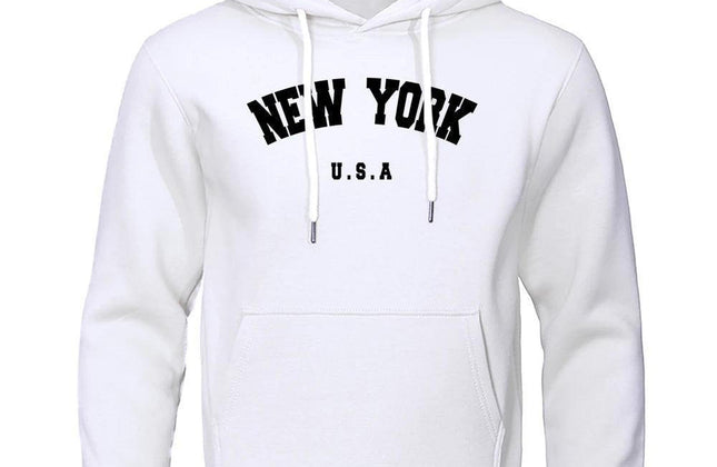 NEW YORK Letter U.S.A City Print Hoody Men Fashion Casual Long Sleeves Hooded - Constantin & Crys