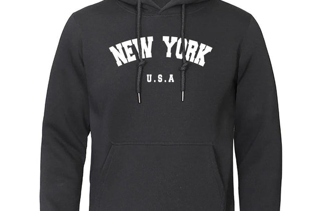 NEW YORK Letter U.S.A City Print Hoody Men Fashion Casual Long Sleeves Hooded - Constantin & Crys