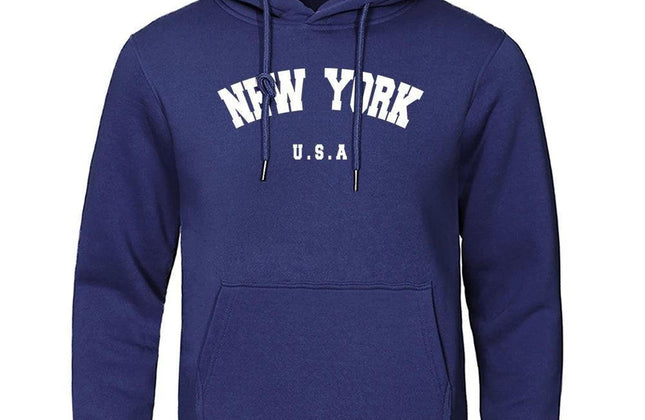 NEW YORK Letter U.S.A City Print Hoody Men Fashion Casual Long Sleeves Hooded - Constantin & Crys