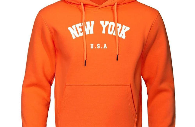 NEW YORK Letter U.S.A City Print Hoody Men Fashion Casual Long Sleeves Hooded - Constantin & Crys