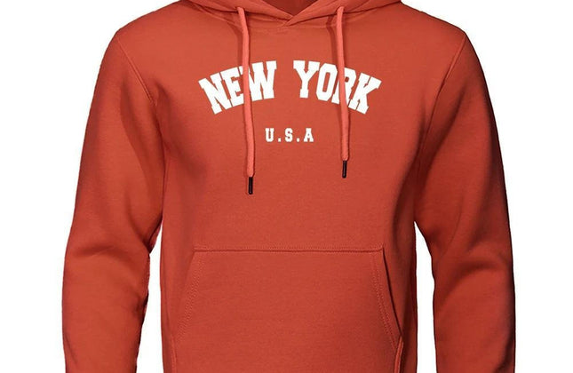 NEW YORK Letter U.S.A City Print Hoody Men Fashion Casual Long Sleeves Hooded - Constantin & Crys
