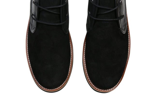 The Nolan Desert Boot | Black Leather & Suede Men's Boot