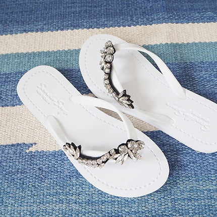 Nomad Rhinestone Crystal Flat Sandal | Handmade Embroidered Vintage Style