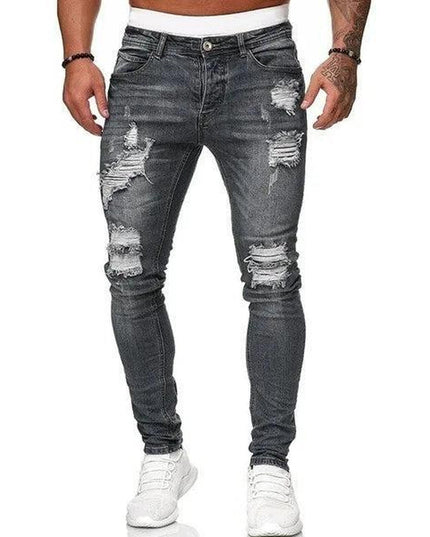 Ripped Jeans Men Skinny Slim Fit Blue Hip Hop Denim Trouser - Constantin & Crys