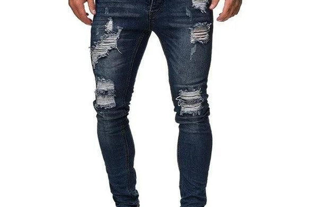 Ripped Jeans Men Skinny Slim Fit Blue Hip Hop Denim Trouser - Constantin & Crys