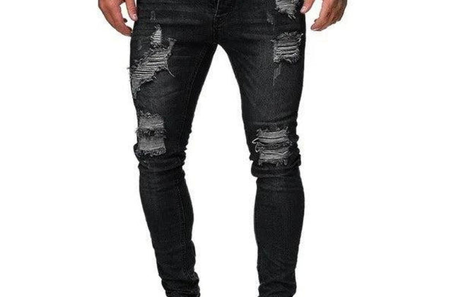 Ripped Jeans Men Skinny Slim Fit Blue Hip Hop Denim Trouser - Constantin & Crys
