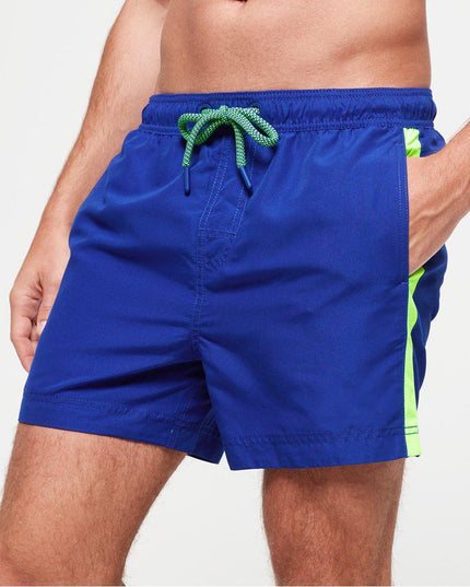 Short de bain à rayures bleu roi – Short en microfibre entièrement imprimé pour homme