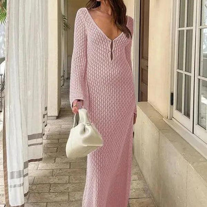 Sexy Cover Up Long Sleeve Long Dress Women Backless Beach Wear Bathing - Constantin & Crys