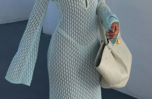 Sexy Cover Up Long Sleeve Long Dress Women Backless Beach Wear Bathing - Constantin & Crys