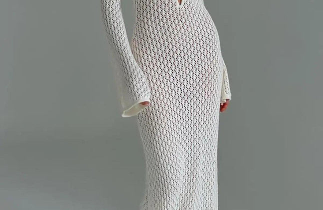 Sexy Cover Up Long Sleeve Long Dress Women Backless Beach Wear Bathing - Constantin & Crys