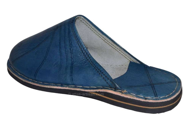 ASRI Men's Leather Slippers | Handmade in Morocco | Denim Blue