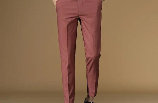 Summer Suit Pants Men Red Black Khaki Flat Formal Office Wear Smart Business - Constantin & Crys