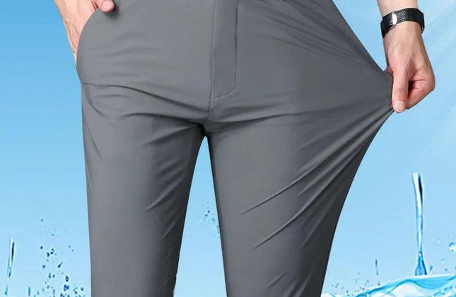 Summer Thin Men's Trousers Four Side Elastic Milk Silk New Business Office Ice - Constantin & Crys