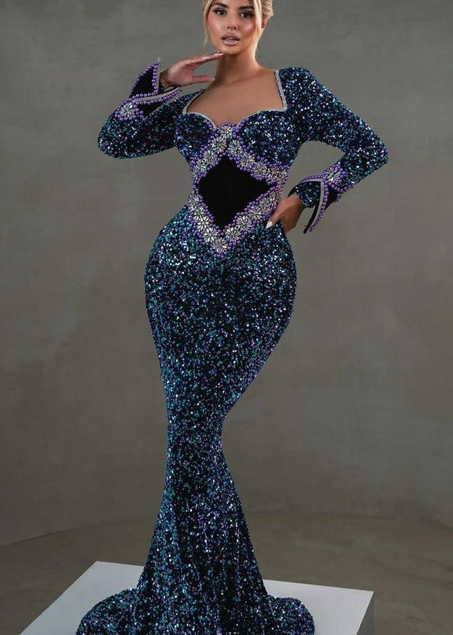 Top Quality Women Celebrity Long Party Night Club Wear Beading Runway Evening - Constantin & Crys
