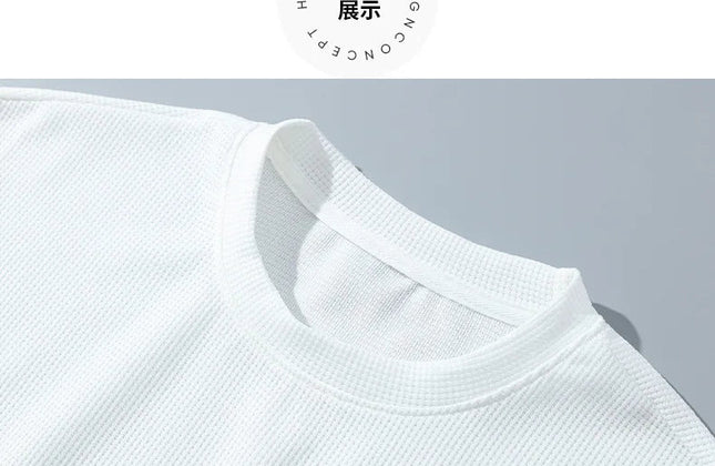 Waffle Men's Summer Short Sleeve And Shorts Two Piece Sets Sports Casual Tracksuit Men Comfortable Cool Shorts Oversized Set - Constantin & Crys