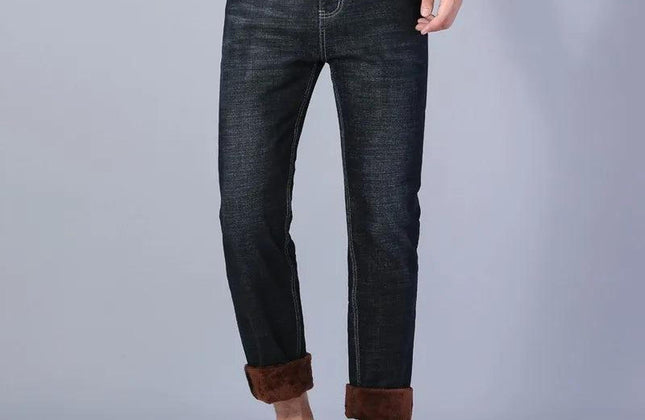 Witner Slim Fit Stretch Thick Velvet Pants Warm Jeans Casual Grey Fleece - Constantin & Crys