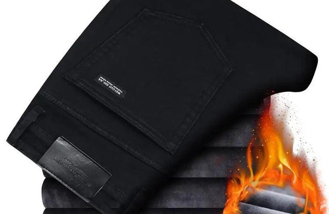 Witner Slim Fit Stretch Thick Velvet Pants Warm Jeans Casual Grey Fleece - Constantin & Crys