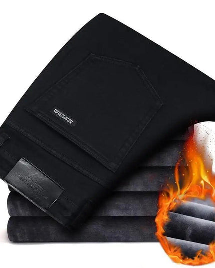 Witner Slim Fit Stretch Thick Velvet Pants Warm Jeans Casual Grey Fleece - Constantin & Crys