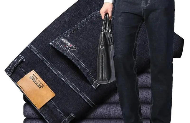 Witner Slim Fit Stretch Thick Velvet Pants Warm Jeans Casual Grey Fleece - Constantin & Crys