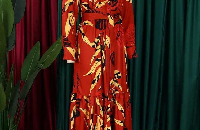 Wmstar Women Dress Spring Casual Floral Print Single Breasted Long Sleeve - Constantin & Crys