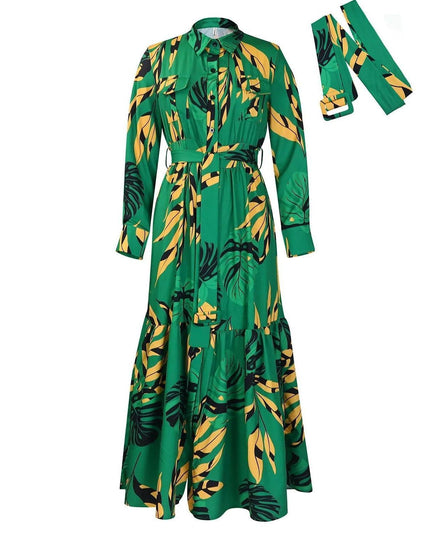 Wmstar Women Dress Spring Casual Floral Print Single Breasted Long Sleeve - Constantin & Crys