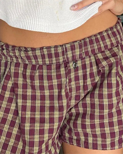 Women's Y2k Pajamas Shorts Cute Plaid Pj Short Pants Flannel Lounge Sleep - Constantin & Crys